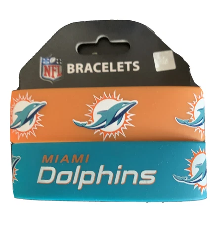 Rubber Wristband Bracelet Set Of 2 Miami Dolphins Cover