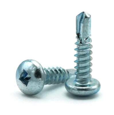 ALBANY COUNTY FASTENERS #10 Self Drilling Screws Zinc Plated Steel Square Drive Pan Head - Select Size