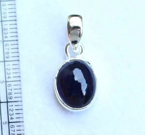Colgante hecho a mano de plata de ley 925 con piedras preciosas de zafiro azul natural de 16,20 quilates - Imagen 1 de 5