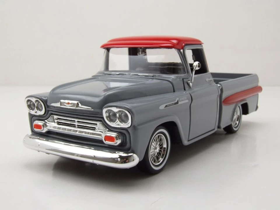 Chevrolet Apache Fleetside Pick Up Get Low 1958 Grigio Modellino 1:24 MotorMax - Immagine 1 di 4