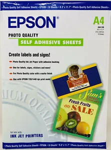 Epson S041106 Papier Photographique Auto-Adhésif A4 21x29,7cm 10 Papier,167 Gr - Photo 1/2