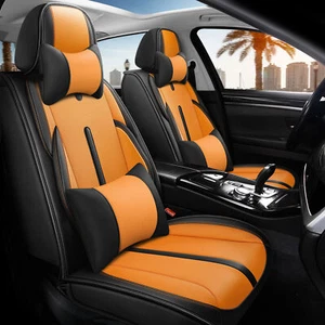 Nappa Leather Universal Car 5 Seat Covers Full Set Breathable for Most Car Sedan - Picture 1 of 38