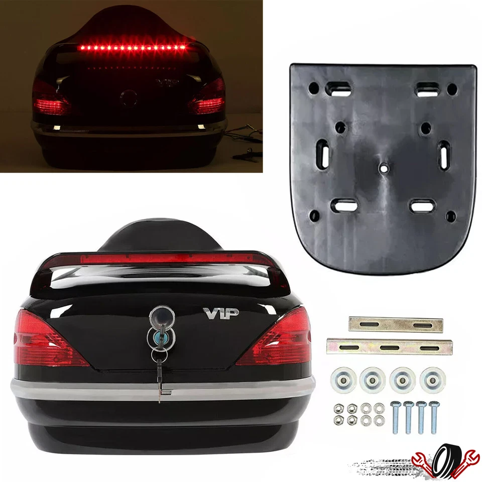 Motorcycle Tail Box Tour Trunk Luggage Pack w/Tail Light For Harley Honda Yamaha - Image 1 of 4