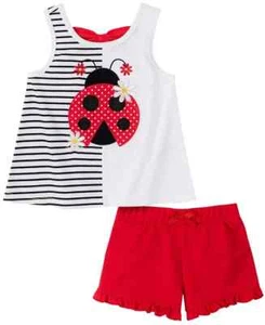KIDS HEADQUARTERS Little Girls 2-Pc. Ladybug Top & Shorts Set Multicolor Size 6X - Picture 1 of 2