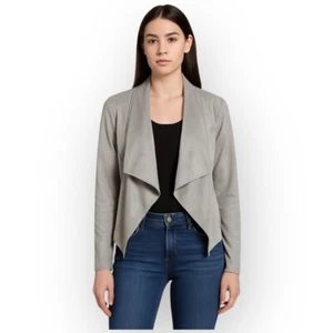 NWOT Romeo + Juliet Gray Faux Suede Drape Jacket - Size S - Picture 1 of 10