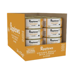Applaws Natural Adult Wet Cat Food Chicken Breast with Cheese in Broth 24 x 70g - Picture 1 of 6