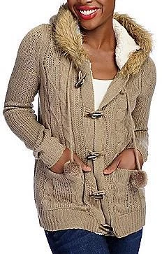 NUEVO - OSO Casuals Sudadera con Capucha Tejido con Cable Piel Sintética Recortada Dos Bolsillos Foto 1 de 1