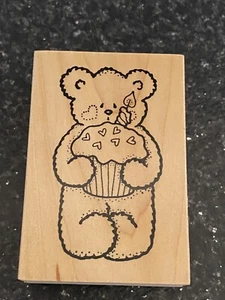 Cupcake Bear K-1363 Wood Rubber Stamp By Darcie’s - Picture 1 of 6