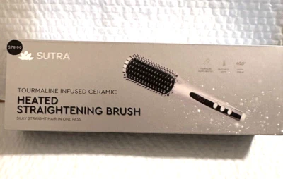 Sutra Beauty - Tourmaline Infused Ceramic Heated Straightening Brush - Silver - Image 1 of 4