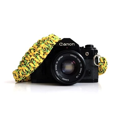 YELLOW CAMERA 48" NECK STRAP POLYPROPYLENE DSLR MIRRORLESS LEICA SONY CANON FUJI - Image 1 of 4
