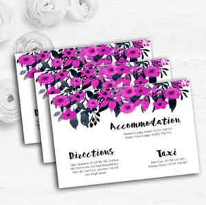 Watercolour Black & Hot Pink Floral Header Wedding Guest Information Cards - Picture 1 of 1