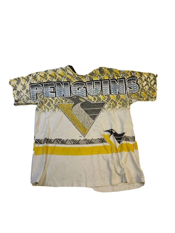 Vintage VTG Pittsburgh Penguins Tee All Over Print AOP Tag Missing See Photos Cover