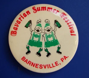 RARE 1970'S BAVARIAN SUMMER FESTIVAL BARNESVILLE, PA 2 1/4" BADGE PIN BACK - Picture 1 of 5