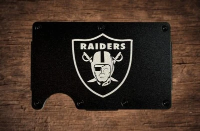 TIMELESSETCHINGS Las Vegas Raiders Thin Metal RFID Blocking Slim Wallet Oakland Laser Engraved