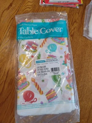 Vintage MOS Plastic Tablecover Birthday Cake  - Image 1 of 3