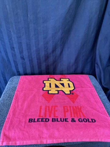 Notre Dame Live Pink Bleed Blue & Gold Rally Fighting Irish Towel  11 X 12    C1 Cover
