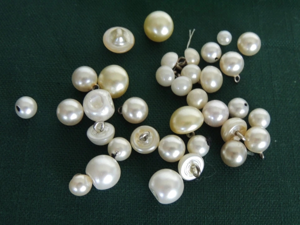Pearl Buttons Half Dome Pearl Buttons AND SMALL ROUND  FOR BRIDAL DRESS 34 PC - Image 1 of 1