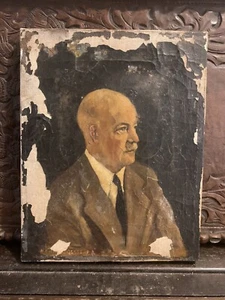 Antique English Edwardian Portrait Oil Painting - Decorative Decayed / Peeling - Picture 1 of 11