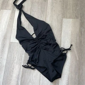 We are Hah (NWOT) Scrunch Halter Strappy One Piece Swim Suit Black (small) sexy - Picture 1 of 8