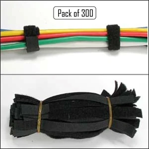 300 Pcs 9" Black Reusable Hook & Loop Strap Cord Wire Warp Cable Ties Organizer - Picture 1 of 1