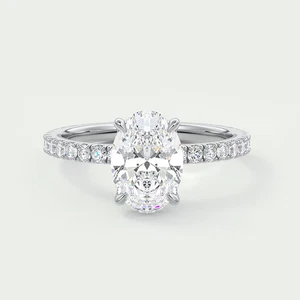 Weddings Diamond Ring 18k White Gold Lab Grown Oval 2.5 Ct IGI Certified Size 7 - Picture 1 of 13