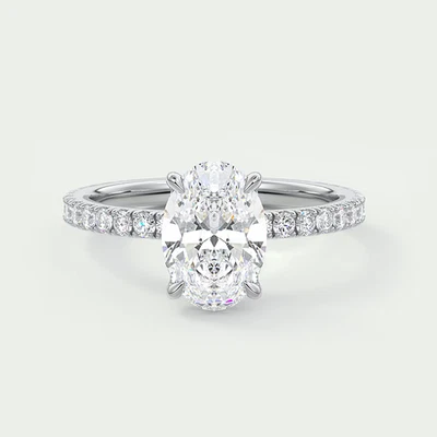 Weddings Diamond Ring 18k White Gold Lab Grown Oval 2.5 Ct IGI Certified Size 7 - Image 1 of 4