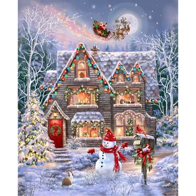 Christmas Eve, Holiday House Panel Dona Gelsinger 36 x 44 - Image 1 of 4