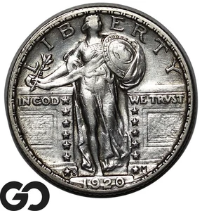1920-S Standing Liberty Quarter, Choice AU Tougher San Francisco Issue - Picture 1 of 3