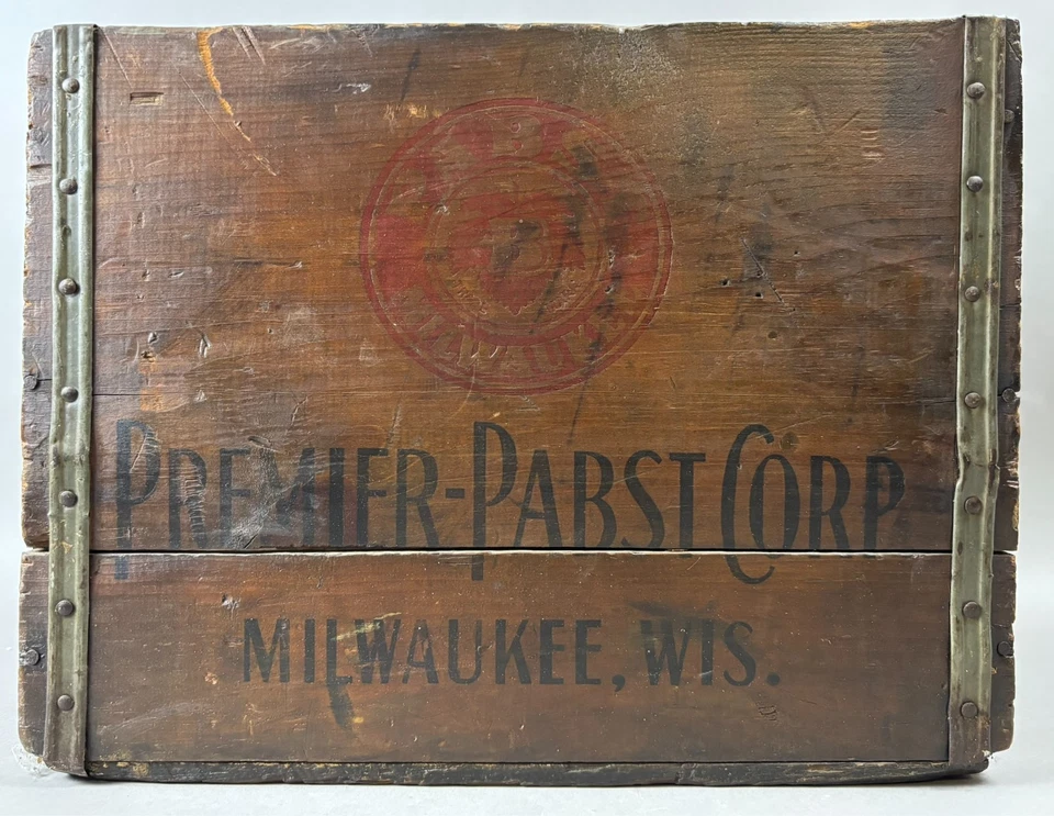 Rare Vtg Premier Pabst Corp PBR Wooden Beer Crate Case Milwaukee, WI 12 24oz EX - Image 1 of 4