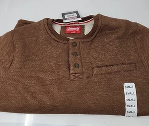 Coleman Lined Henley Shirt Bonded Waffle Sherpa 1/4 Snap Copper Heather S - Bild 1 von 8
