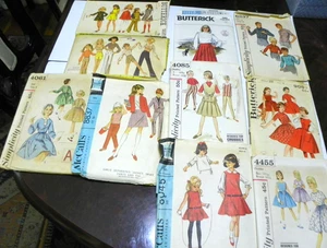 VTG Girls Sun PARTY DRESS & Boy Shirt Sewing Pattern LOT of 10 - Picture 1 of 12