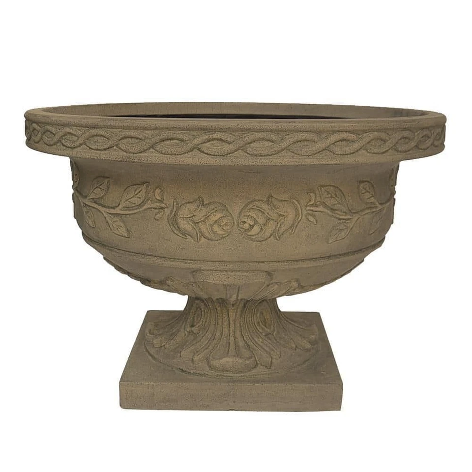 17 pol. Urna baixa rosa fibra de vidro pedra fundida granito H. - Imagem 1 de 4