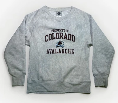 Sudadera Colorado Avalanche NHL Niños Lg Ajustada Gris Jaspeado Gráfico Cuello Redondo Foto 1 de 4