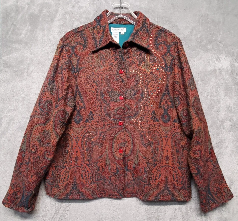 Chaqueta Coldwater Creek Mujer Grande Otoño Otoño Lana Cachemira Blazer Cuentas Lentejuelas Foto 1 de 4