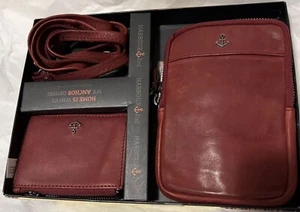 Harbour Leder Umhängetasche Gürteltasche & Kartenhalter - Distressed Red (Neu im Karton) - Bild 1 von 5