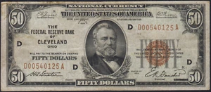 Fr.1880-D 1929 Cleveland $50 Federal Reserve Bank Note VF - Picture 1 of 2