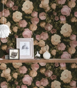 Vliestapete Rosen-Blüten, Busch & Strauchrosen – Rosa, Creme, Grün - Bild 1 von 8