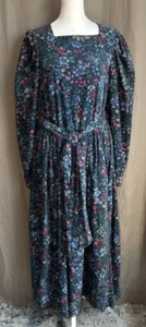 Laura Ashley Vintage Mother And Child Long Sleeve Floral Corduroy Dress Size 14 - Picture 1 of 21