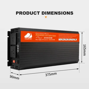 CloudPath 3000W/6000W Pure Sine Wave Power Inverter 12V-240V USB Caravan Boat - Picture 1 of 8