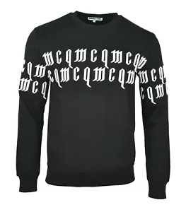 MCQ EMBROIDERED GOTHIC TEXT LOGO SWEATSHIRT BLACK & WHITE ALEXANDER MCQUEEN RARE - Picture 1 of 3