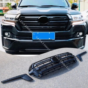 Black Grille Front Bumper Center Grill Decor For Toyota Land Cruiser LC200 16-21 - Picture 1 of 7