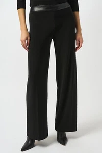 Joseph Ribkoff 253114 Black Leatherette Wide Leg Trousers New AW/25 Collection - Picture 1 of 5
