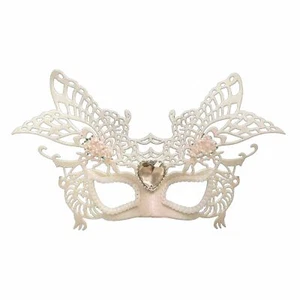 Women Elegant Prom Masquerade Party Mask White with Gem Christmas New Year - Picture 1 of 1