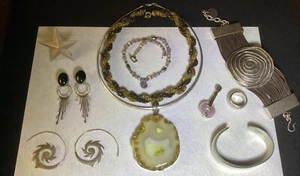 Mixed Jewelry Lot. Bohemian Meets Biker Chick. Sterling, Agate, Pewter & Style! - Picture 1 of 21