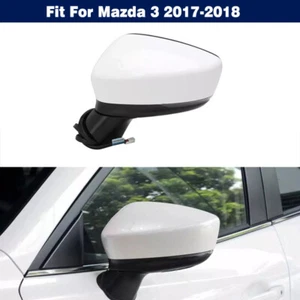 White Left Side Mirror Heated BSM Blind Spot Turn Signal For Mazda 3 2017-2018 - Foto 1 di 7