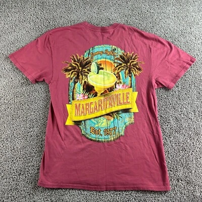 Camisa informal Margaritaville Jimmy Buffett para hombre mediana rosa amarilla manga corta Foto 1 de 4