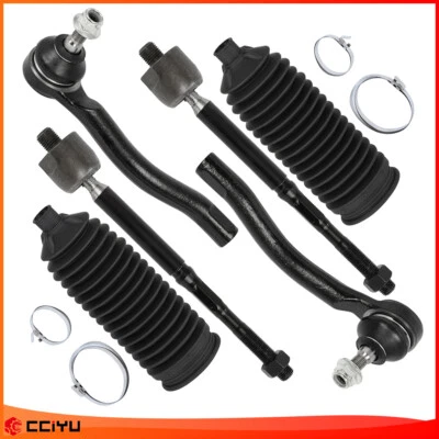 6pc For 2012-2019 Nissan Versa Micra Front Inner & Outer Tie Rod End Bellow Boot Foto 1 de 4