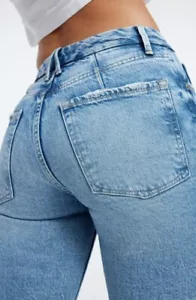 Good American Good Icon High Waist Straight Leg Jean Indigo 357 Size 15 - Picture 1 of 14