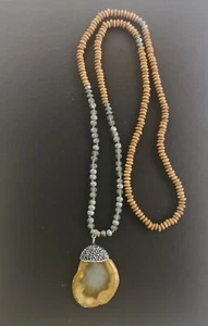 Unique Natural Agate Gemstone Pendant Necklace Heeling Stone Nice Gift Choice - Picture 1 of 6