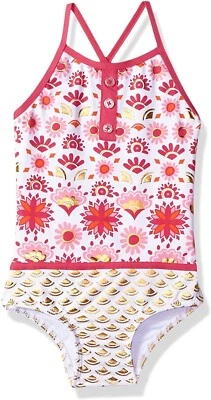 Traje de baño Hatley 175374 color bloque rosa y dorado Sarchi talla 3 para niñas Foto 1 de 2